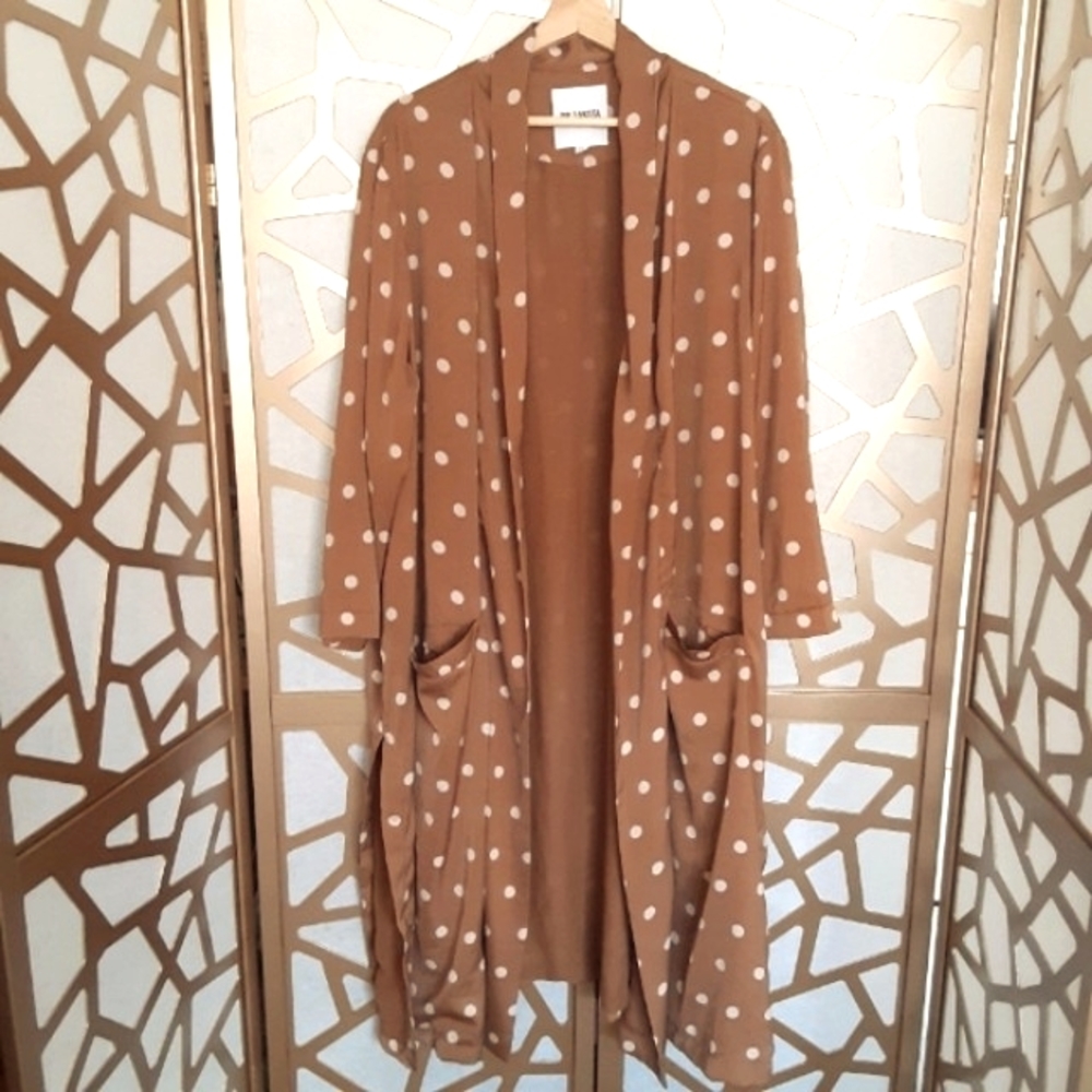 NWOT BB DAKOTA Deedra Duster Tan/Cream Dot - Picture 2 of 10